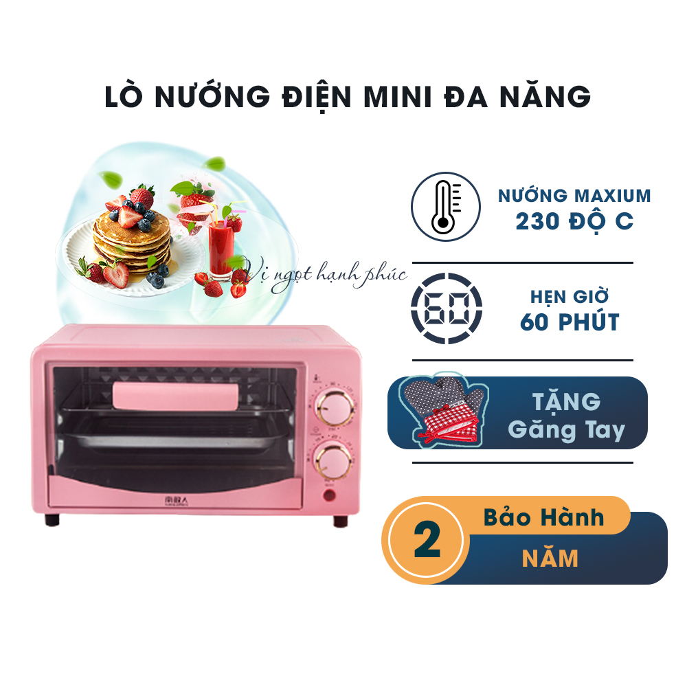 Lò Nướng Điện Mini Đa Năng Nướng Bánh, Thịt, Pizza Chín Đều 12L