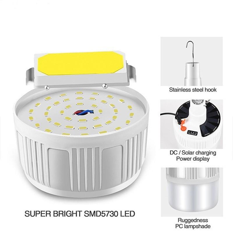 Bóng Đèn LED Sạc Tích Điện 100W Loại Bóng To Sáng Khỏe, 3 Chế Độ Sáng, Chống Nước