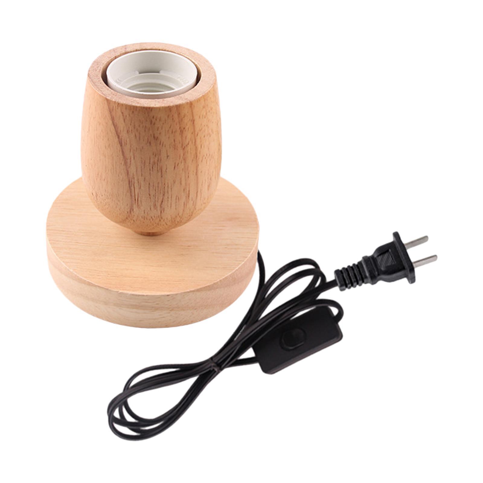 E27 Wood Base Table Lamp Bulb Socket Holder Decor Night Light