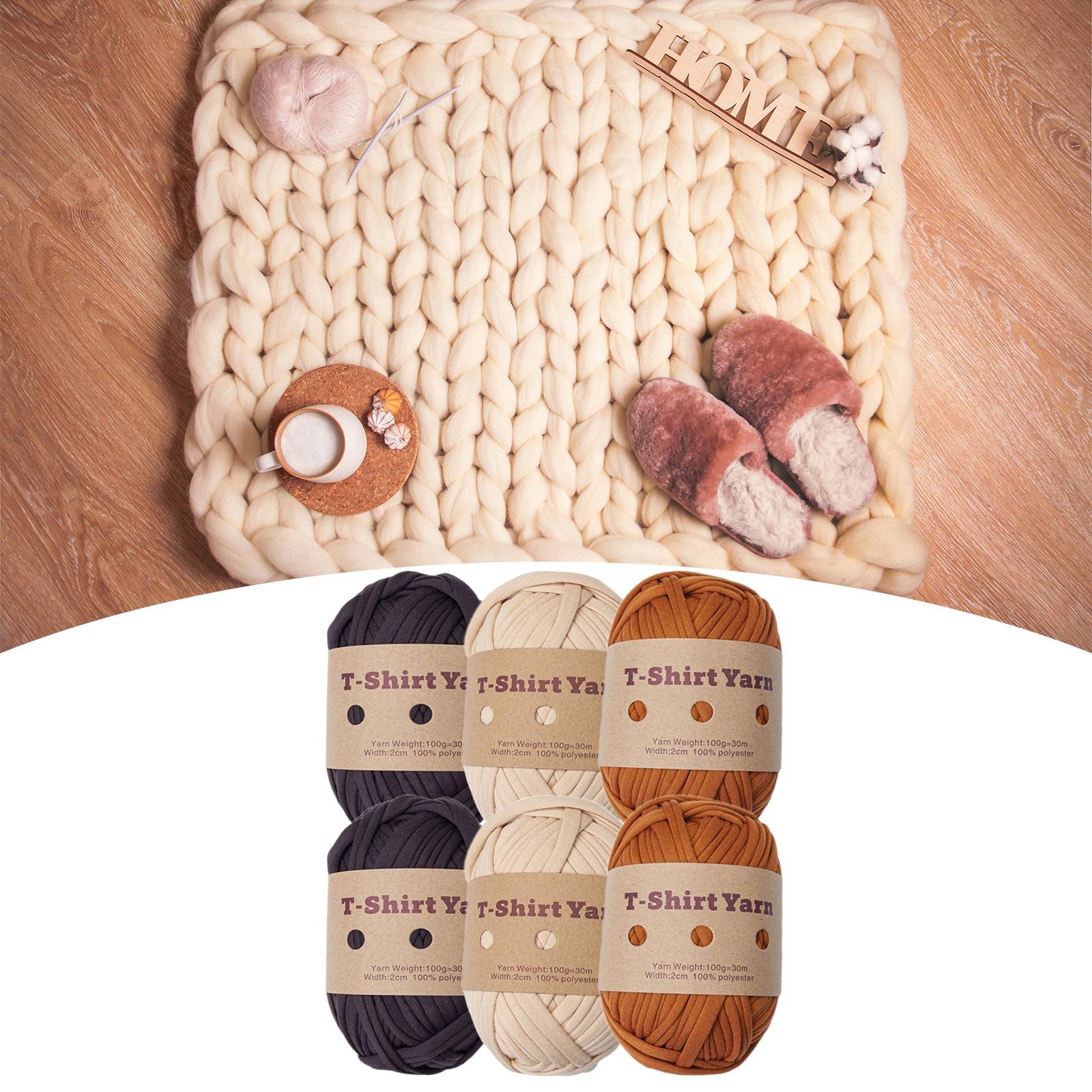 6 Pieces Knitted Yarn T-shirt Yarn Elastic for Macrame Handbag Throw Blanket