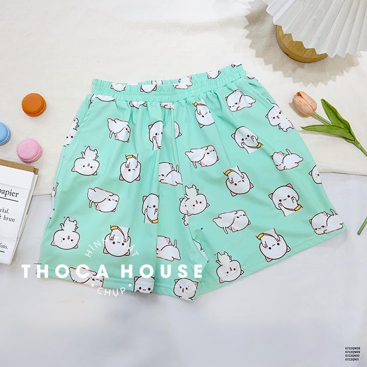 Quần đùi nữ mặc nhà hoạ tiết cute nhiều màu THOCA HOUSE freesize siêu mát mặc thoải mái, độc đáo