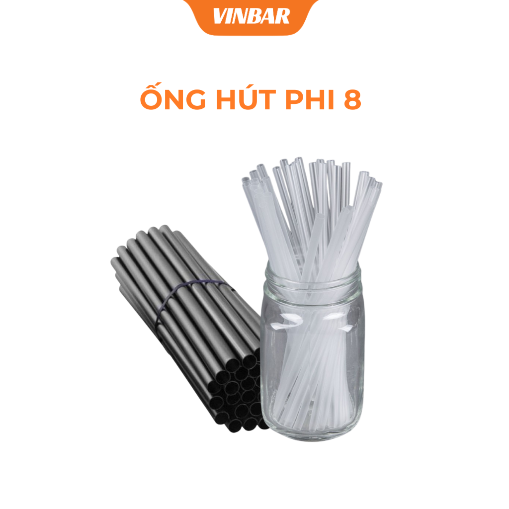 ỐNG HÚT PHI 8 ĐEN, TRẮNG, CÓ MÀNG, KHÔNG MÀNG 0.5KG (10 BỊCH/CÂY) - ( 1 BỊCH KHOẢNG 345 ỐNG )