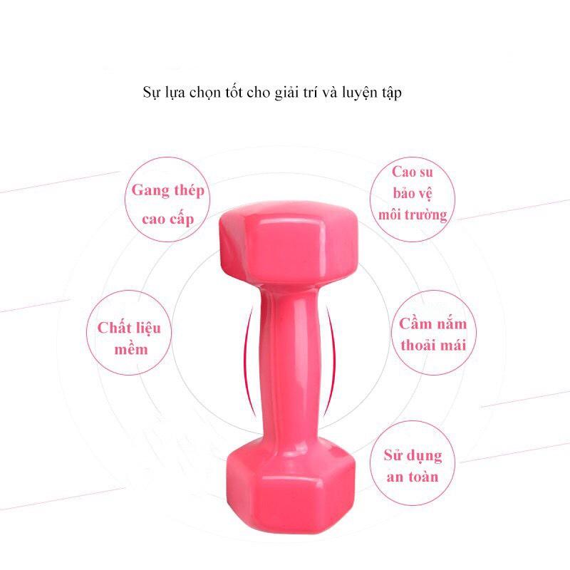 Bộ Tạ Tay Nữ 6kg Bọc Cao Su Tập Gym Màu Ngẫu Nhiên