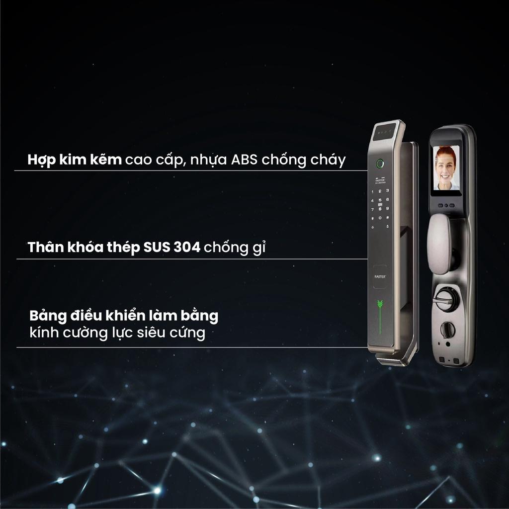 Khóa thông minh FS868 LUXURY FASTER mở bằng FACE ID, app điều khiển, thẻ từ, mật mã, an toàn cho gia đình