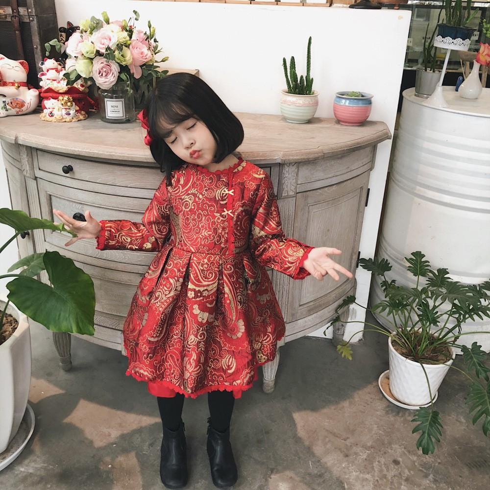 Váy đầm công chúa đỏ Tết bé gái