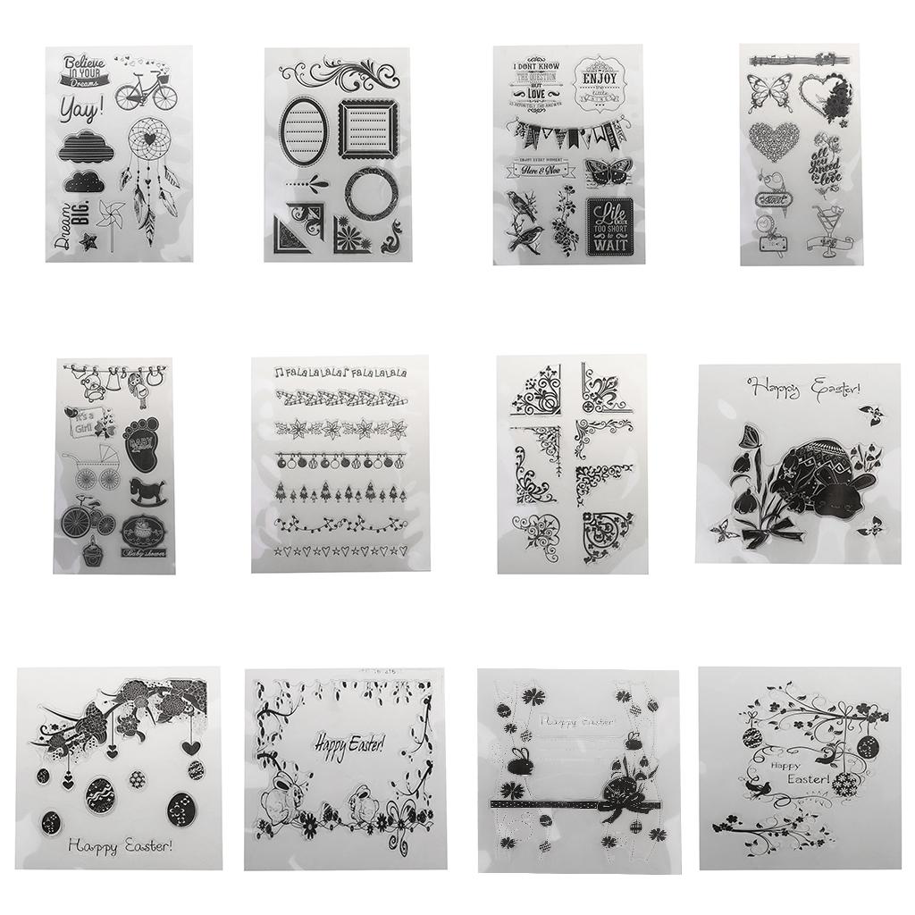 Trong Suốt Silicon Trong Suốt Cao Su Dấu Tờ Bám Thêu Sò TỰ LÀM Thủ Công