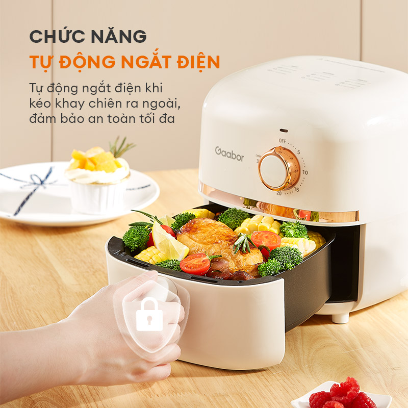 Nồi chiên không dầu GAABOR AF20M-YE01A dung tích 2L công suất 900W nóng nhanh, nhỏ gọn, xịn xò - Hàng chính hãng