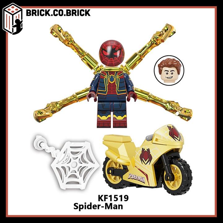 Người Nhện Spider Man Kèm Xe Mô tô cực chất Mô Hình Minifigure Siêu Anh Hùng Marvel Nhện Mạ đuôi vàng KF6137