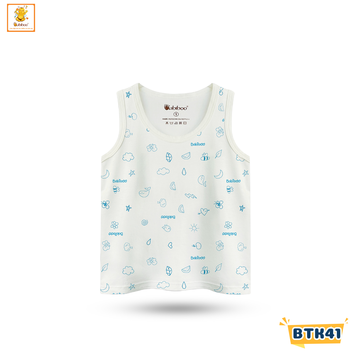 Áo ba lỗ bé trai Babiboo áo ba lỗ sơ sinh cho bé trai, bé gái chất Viscose mềm mịn mát - BTK41
