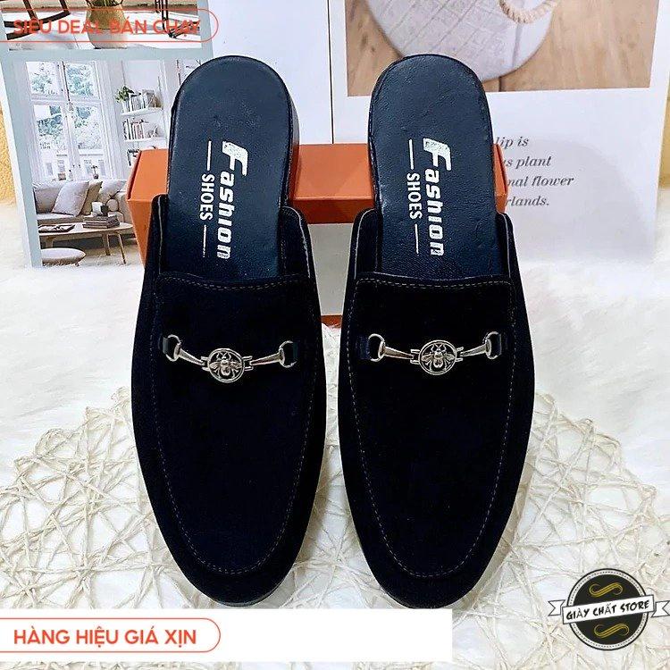 Giày sục nam Vải Nỉ xích ngang Ong - Sục nam sang chảnh mẫu mới 2020 VN02