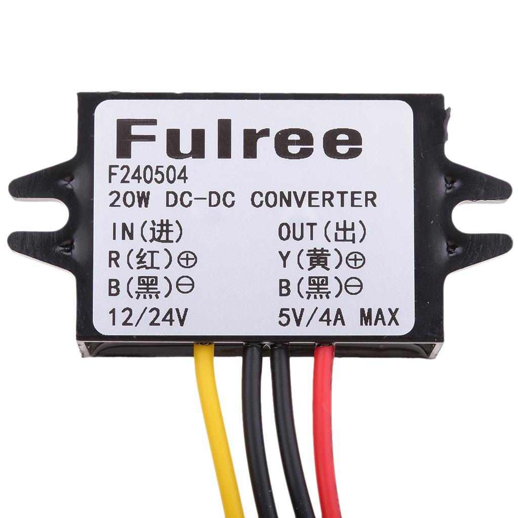 DC Volt Converter 8-36V 12V/24V Step Down to 5V 4A/20W Car LED Power Supply Waterproof