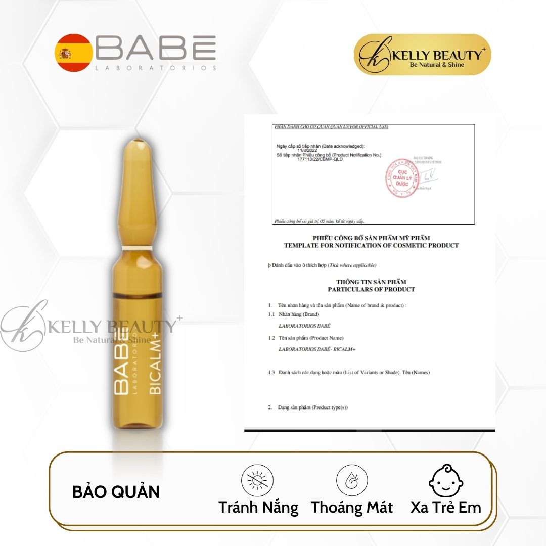 Huyết Thanh Phục Hồi Da BABE BiCalm+ Ampoules - Chống Kích Ứng, Làm Dịu Da, Dưỡng Ẩm, Lành Tổn Thương | Kelly Beauty