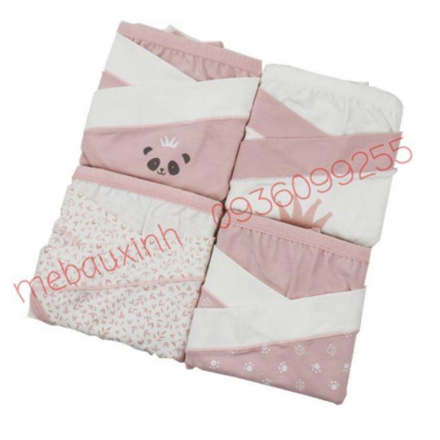 Set 4 quần lót bầu sau sinh cạp chéo cotton kháng khuẩn cao cấp, túi zip siêu đáng yêu