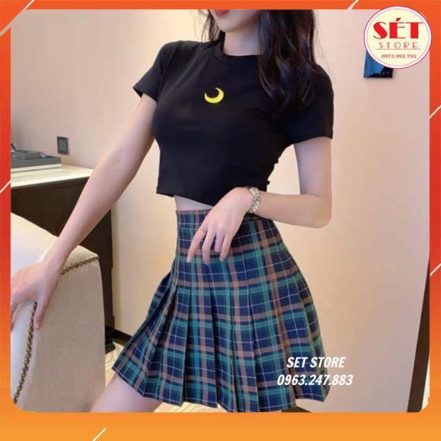 Áo body in mặt trăng, áo croptop nữ - Trắng,Đen- Ulzzang CH0220 - Setstore