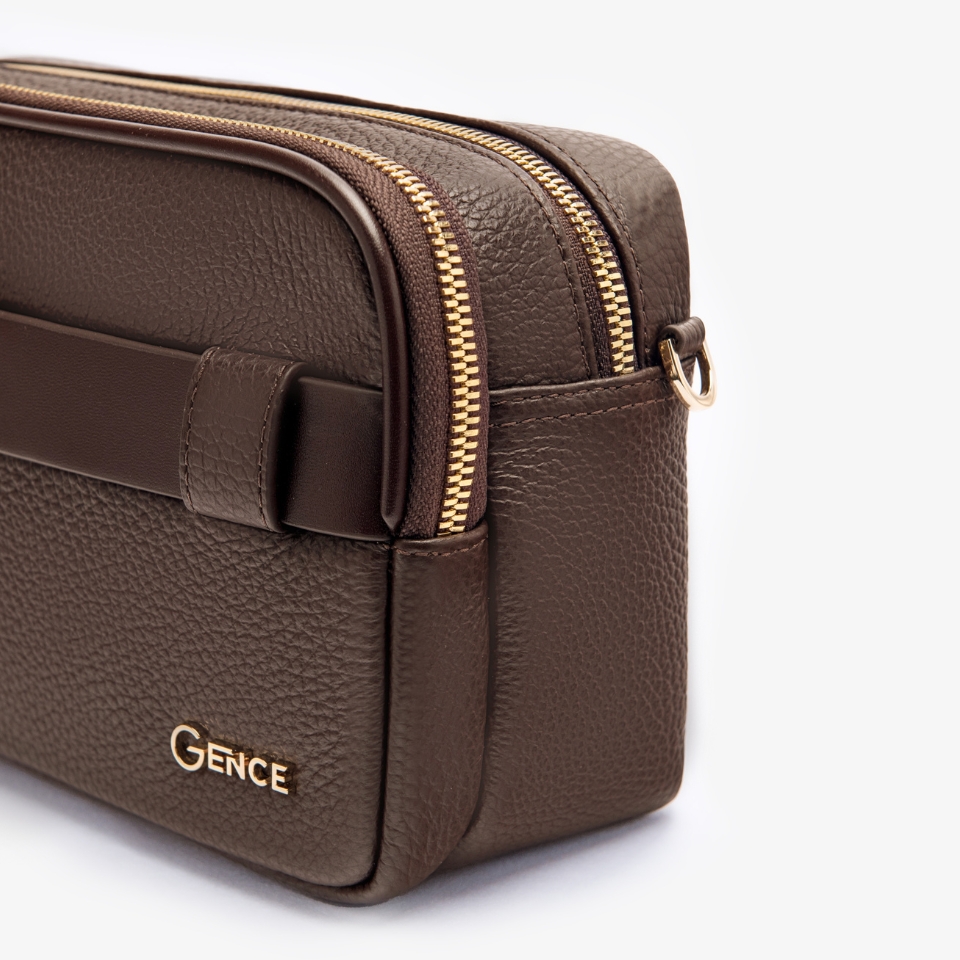 Ví Da Cầm Tay Clutch Nam Chính Hãng GENCE RB09 Da Bò Khóa Vân Tay Cao Cấp Màu Nâu