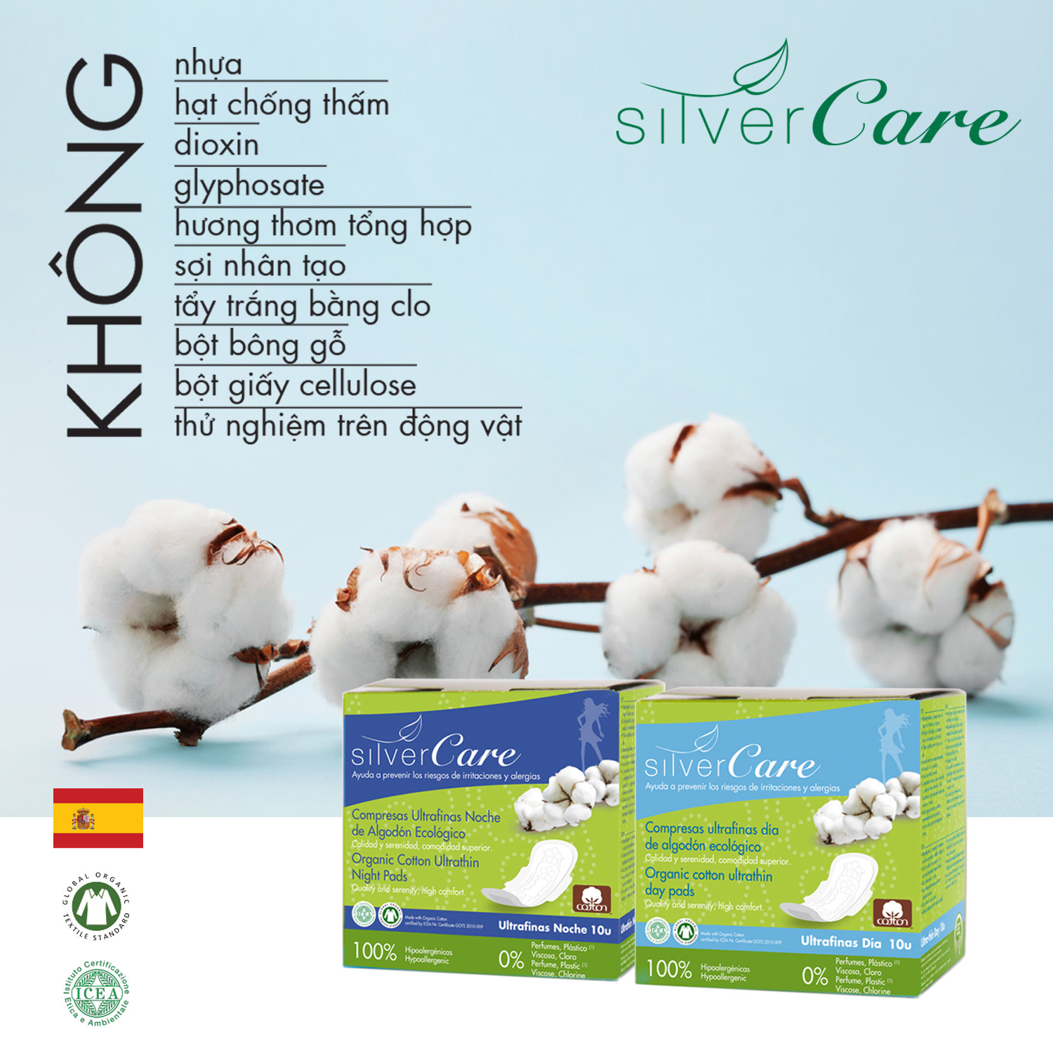 Băng vệ sinh hữu cơ ban ngày có cánh Silvercare