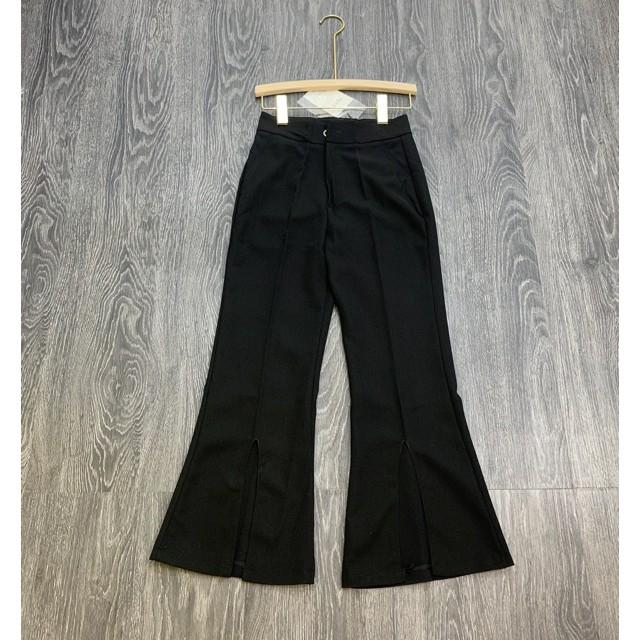 Quần tây lưng cao công sở ống loe- màu đen