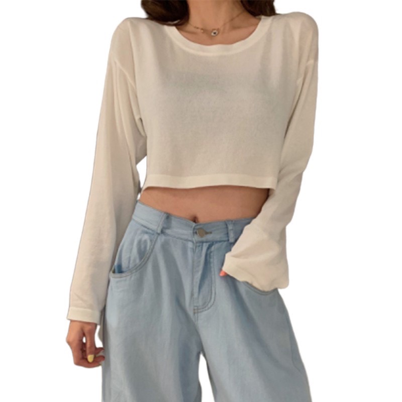 Áo Thun Tay Dài Croptop Nữ Korean Fashion