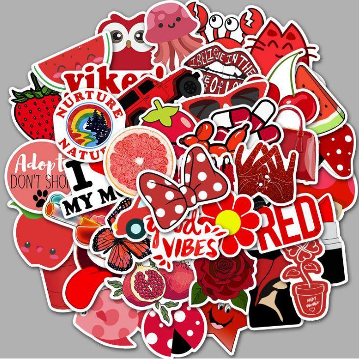 Sticker dán cao cấp CHỦ ĐỀ ĐỎ Cực COOL ms#82