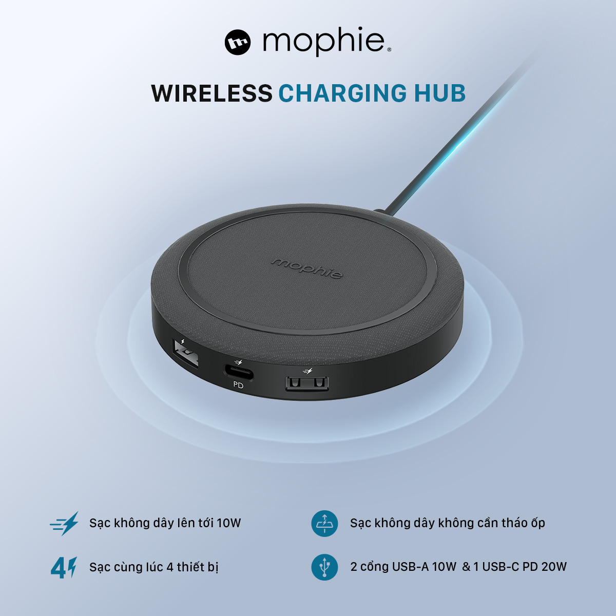 Bộ Hub sạc không dây đa năng Mophie - Hàng chính hãng