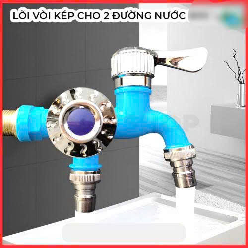 Vòi Nước Đôi 2 Nhánh Tiện Lợi – Gắn Máy Giặt, Tưới Cây, Rửa Chén Đa Năng