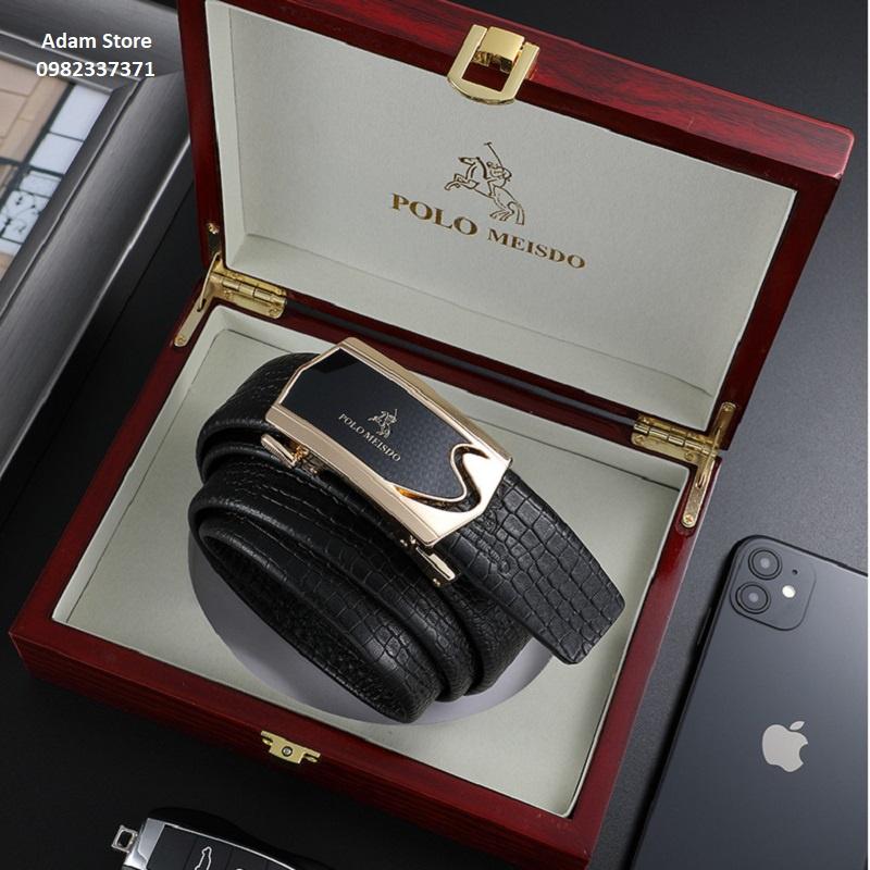 Thắt Lưng Nam Dây Nịt Nam Da Bò Cao Cấp Hàng Hiệu POLO MEISDO Khóa Tự Động BH 24 Tháng