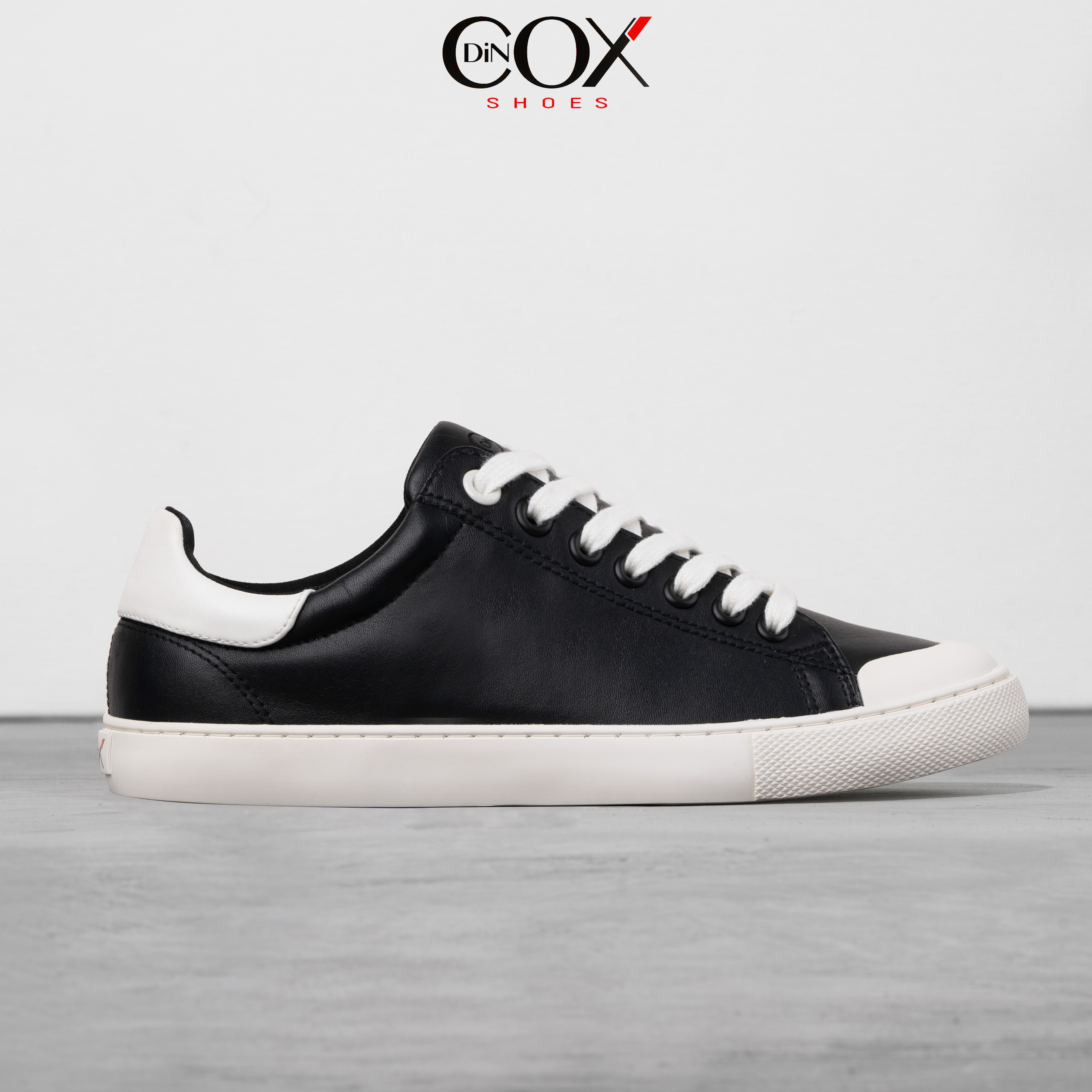 Giày Sneaker Da Nam DINCOX C13 Cách Điệu Sáng Tạo Black/White