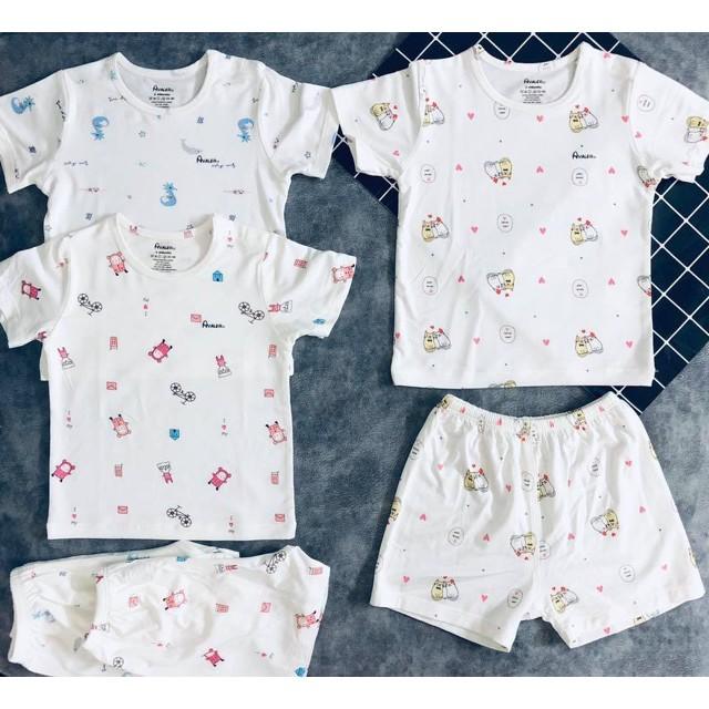 Bộ quần áo CỘC TAY cotton thun lạnh A3 Minky mom cho bé sơ sinh bé trai bé gái từ 0-18 tháng (Giao mẫu ngẫu nhiên)