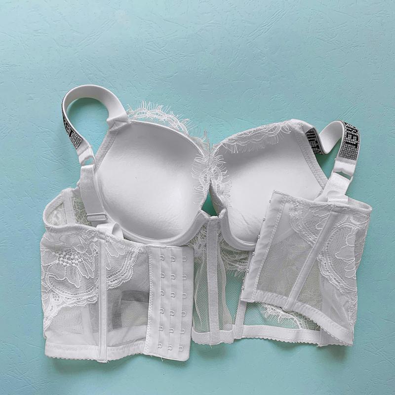 Áo Ngực Ren Chữ Cái Áo Ngực Đúc Đồ Lót Nữ Push Up Ren Gợi Cảm Nữ Bralette Hồng Áo Lót Dây Chéo Top