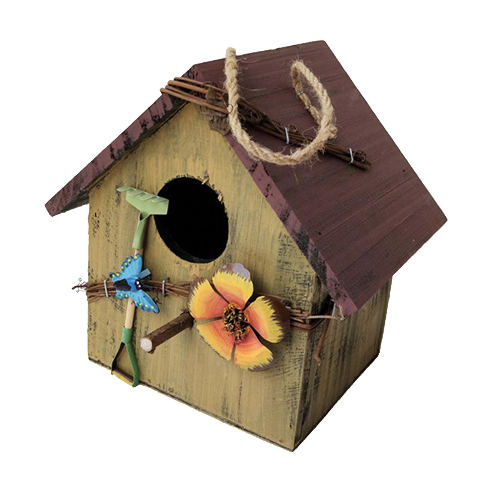 Wooden Hanging Bird House Nest Pastoral Courtyard Garden Decor