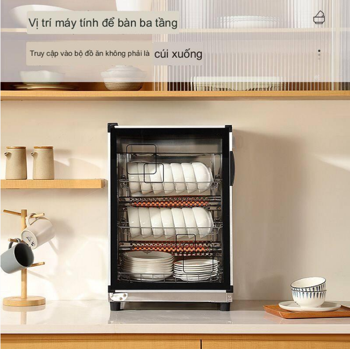 Tủ 3 Tầng Sấy Khô Khử Trùng Chén Dĩa Phương Pháp Khí Nóng Tia Hồng Ngoại Drying Cabinet 120L