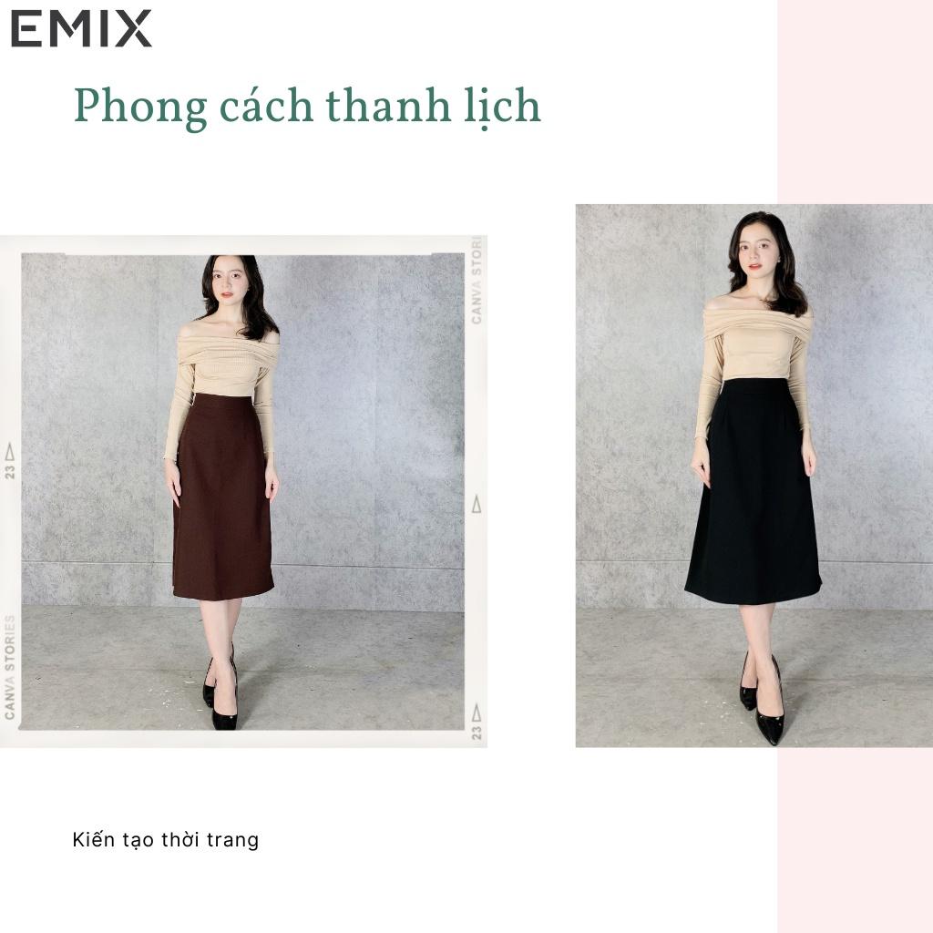 Chân váy công sở mã 809 EMIX , dáng dài, midi, cạp cao, khóa sau, vải tuytxi, mềm mịn, đứng dáng