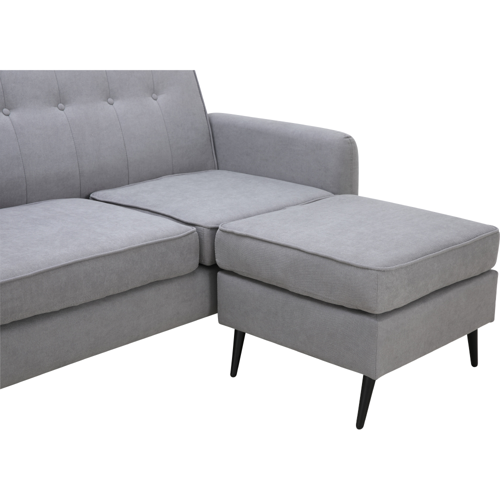 Ghế Sofa Vải Phòng Khách Kèm Đôn,Gối Tựa DAPHNE Màu Xám Hiện Đại, Khung Gỗ Nguyên Khối Chắc Chắn, Bền Bỉ 189x129x84 cm | Index Living Mall | Nội Thất Nhập Khẩu Thái Lan