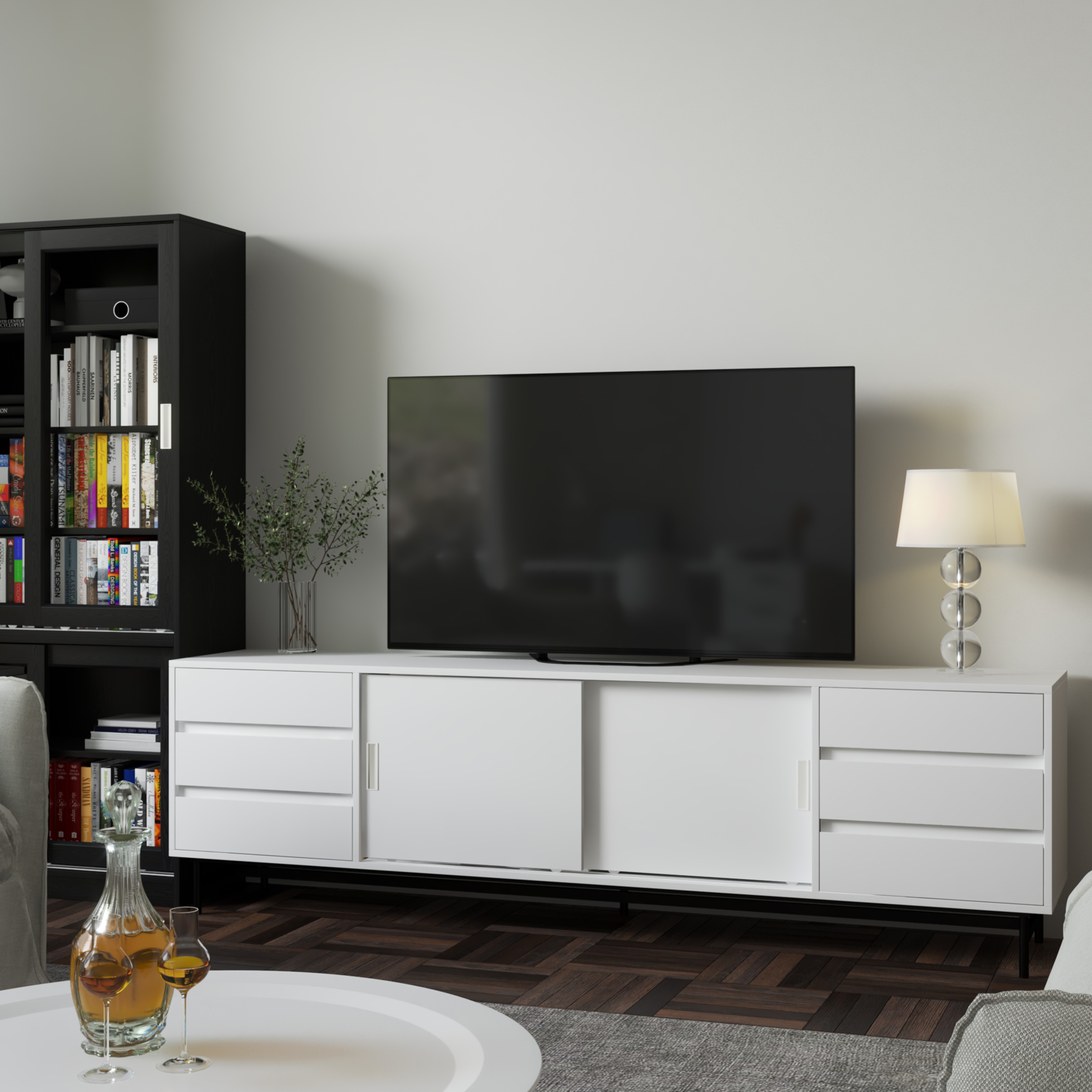 [Happy Home Furniture] LUCA , Kệ TV 2 cửa lùa , 220cm x 42cm x 65cm ( DxRxC), KTV_015