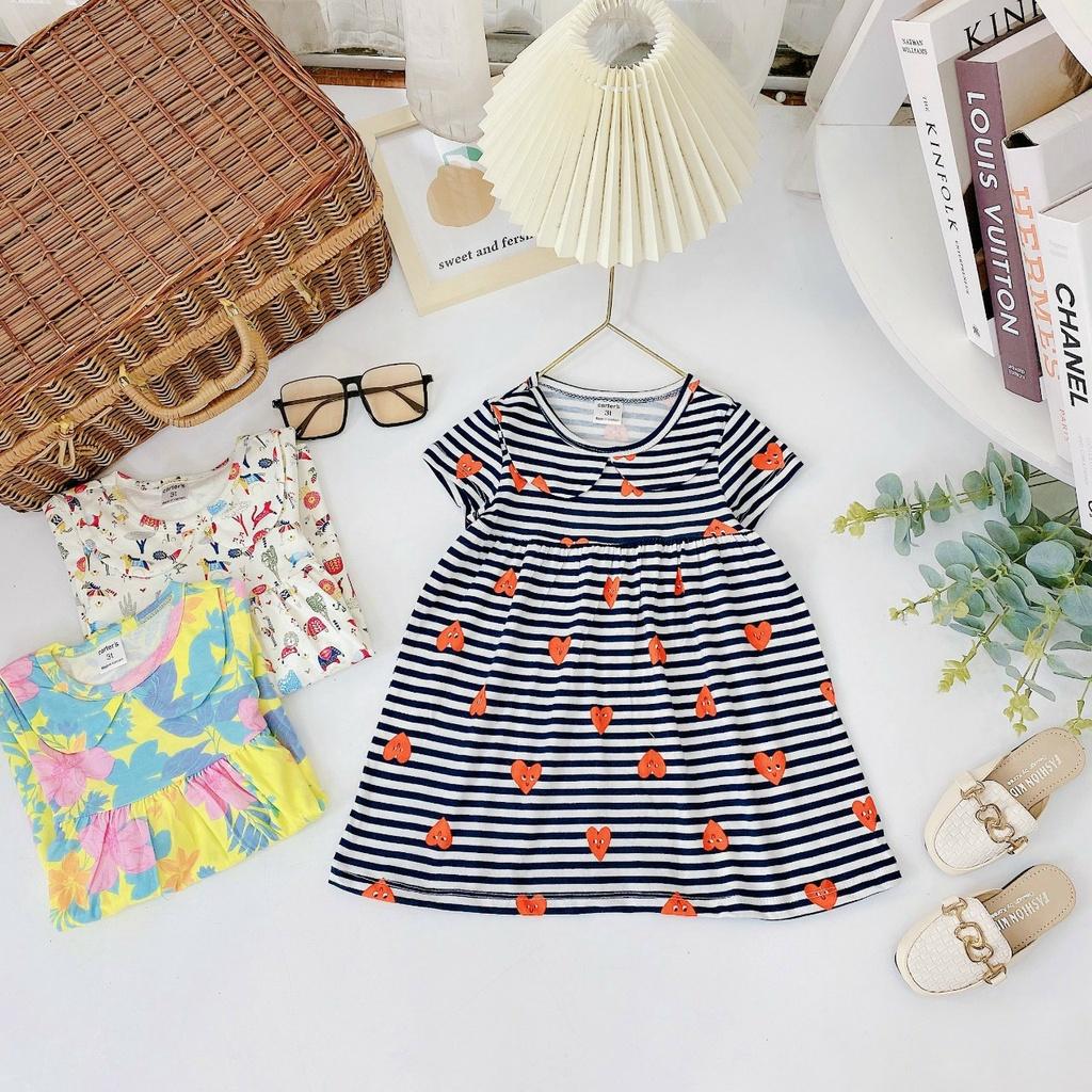 Đầm váy babydoll mùa hè cho bé gái size 5-18kg chất thun cotton mềm mịn mát