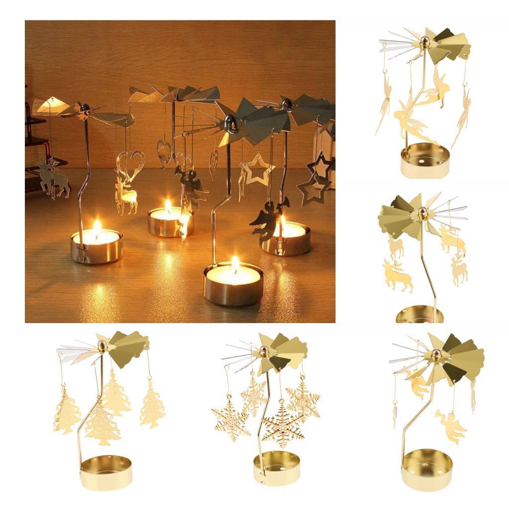 5xChristmas Windmill Decor Rotating Candle Tea Light Holder Candlestick Gift