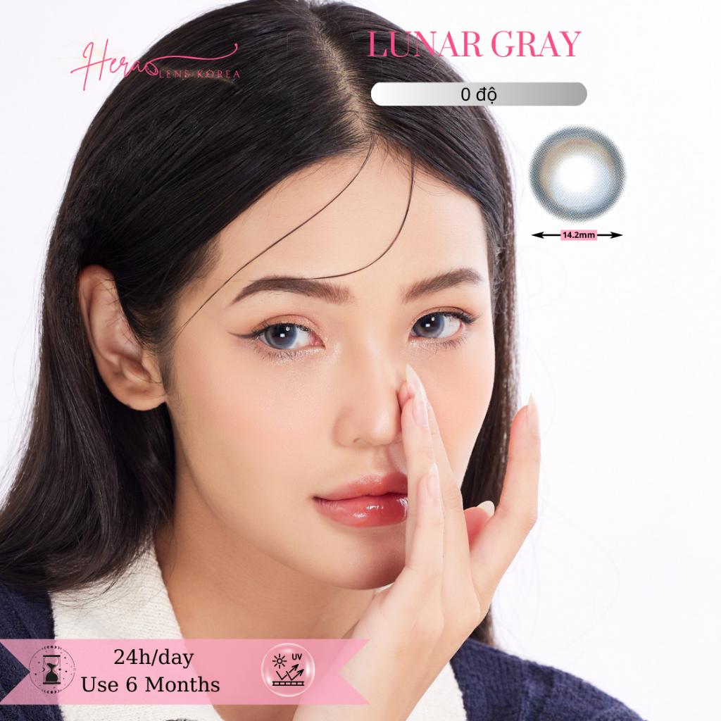 Kính Áp Tròng Hera Xám Ánh Trăng Không Độ LUNAR GRAY Nhập Khẩu Hàn Quốc Lens Không Cận 6 Tháng