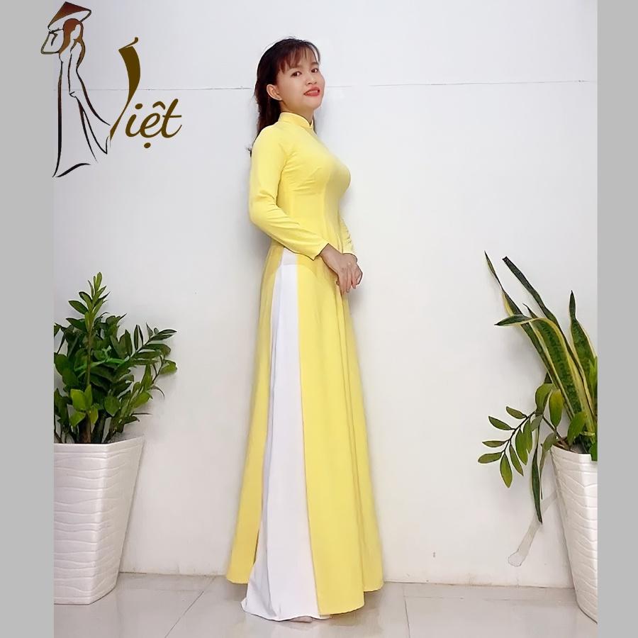 Áo dài màu vàng trơn lụa mỹ cao cấp