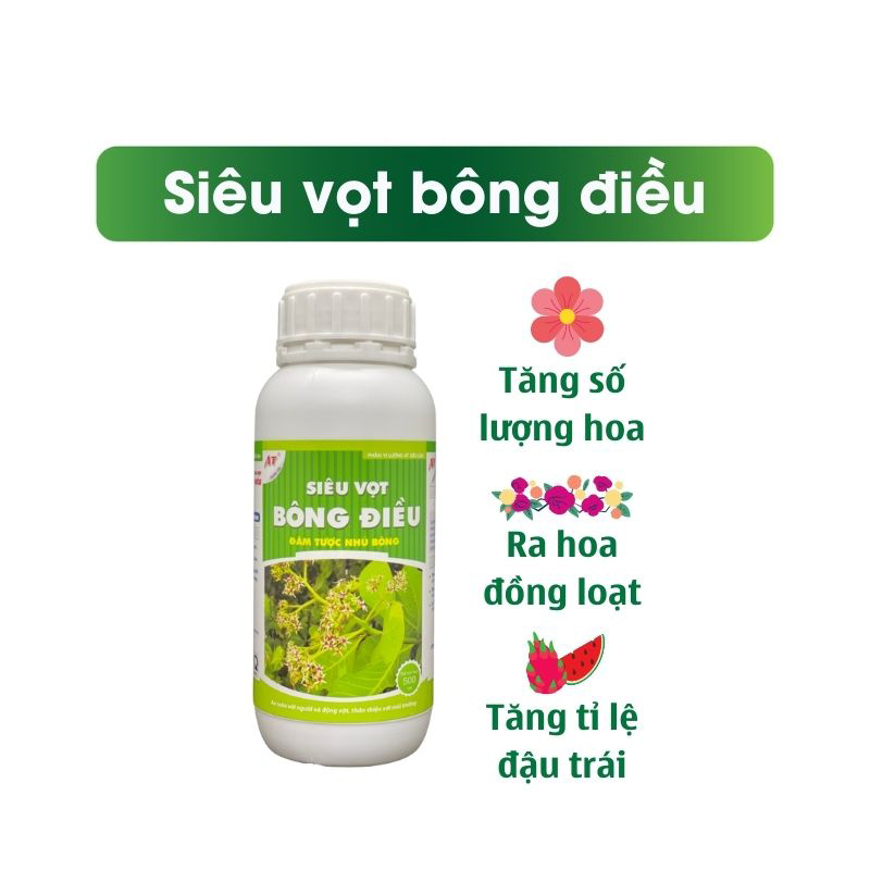 Phân Bón Hữu Cơ AT Đậm Đặc 500ml Siêu Vọt Bông Điều Giúp Tược Hoa Vươn Dài, Siêu Ra Bông Trị Bệnh Đen Hoa Tăng Tỷ Lệ Đậu