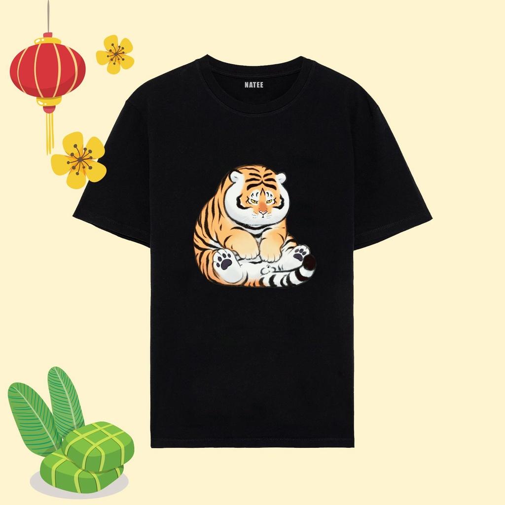 Áo Thun Nam Nữ Unisex Natee In Hình Hổ Cute - Áo Thun Chất Vải Cotton Mềm Mịn, Thoáng Mát, Không Nhăn, Không Xù