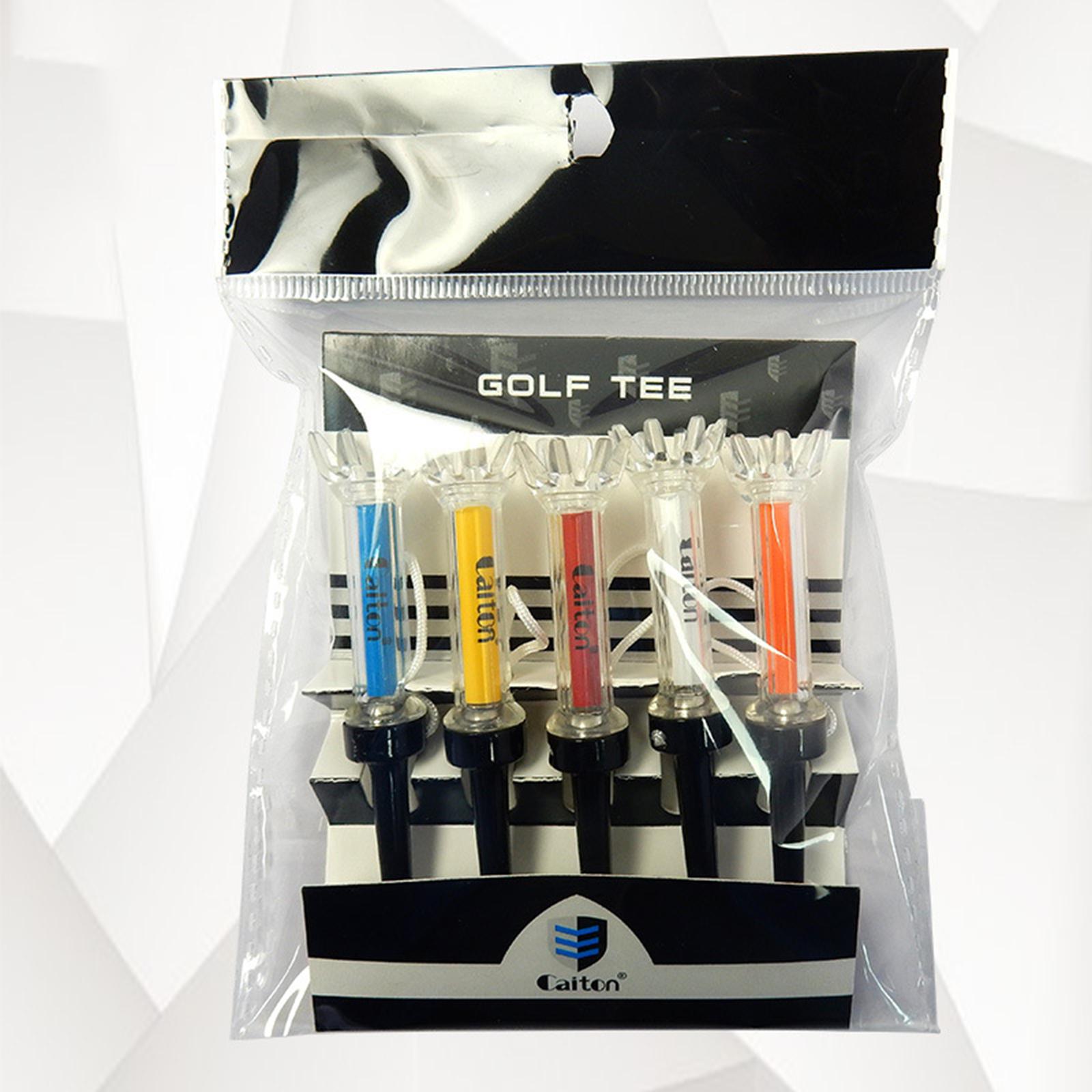 Golf Tee Set, 5pcs Magnetic Golf Tees Plastic Golf Tees Pre-set Golf Tees with Built-in Spring Golf Hitting Training Aids Tool