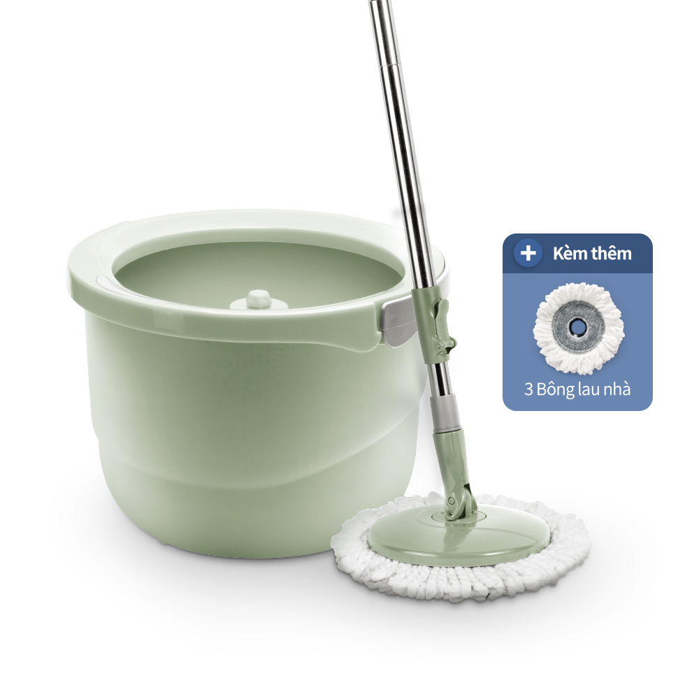 Bộ cây lau nhà Lock&Lock Mini Spin Mop & 4 bông lau sàn ETM498MITS2 - Màu xanh mint