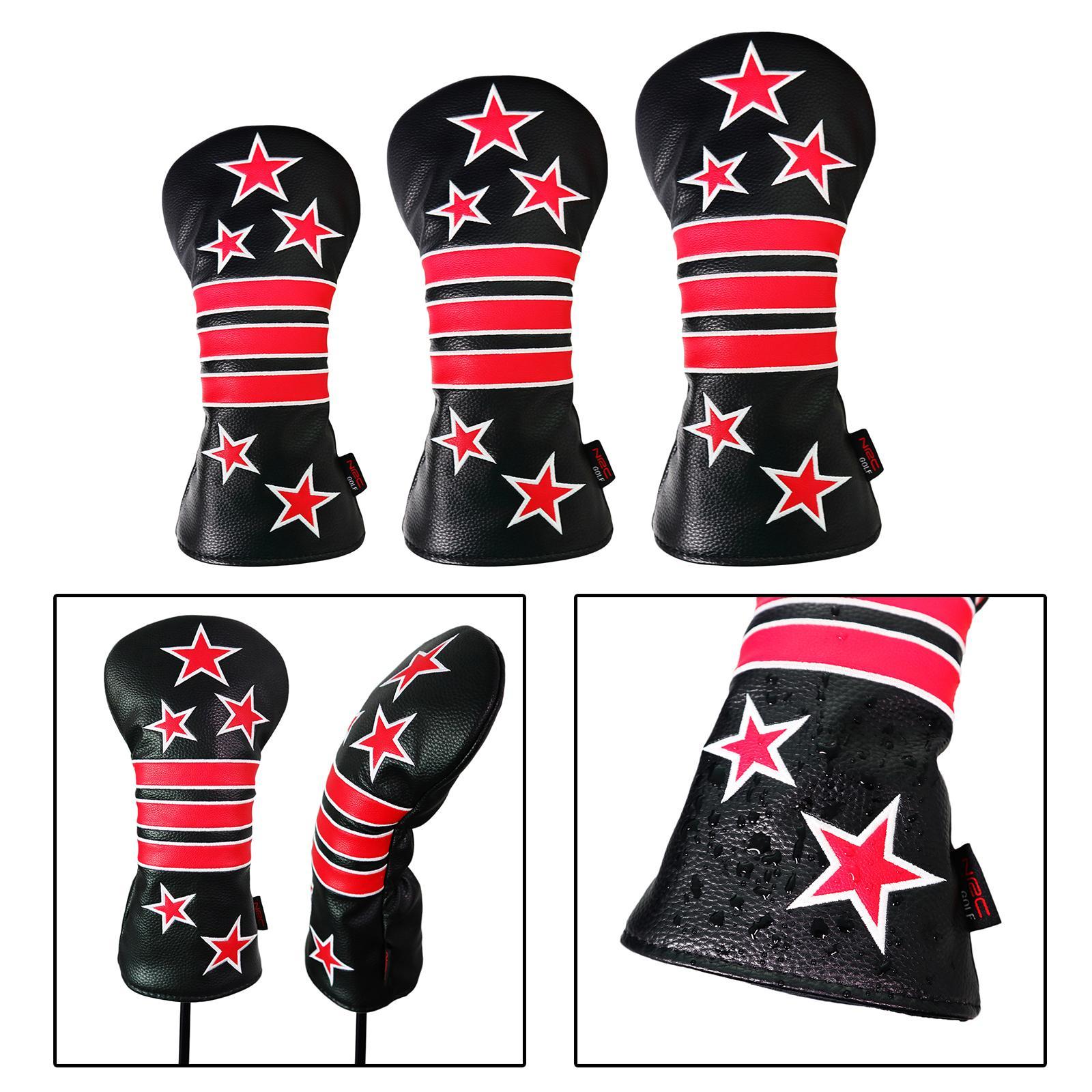 6x PU Golf Wood Headcover Club Drivers Head Covers Club Covers