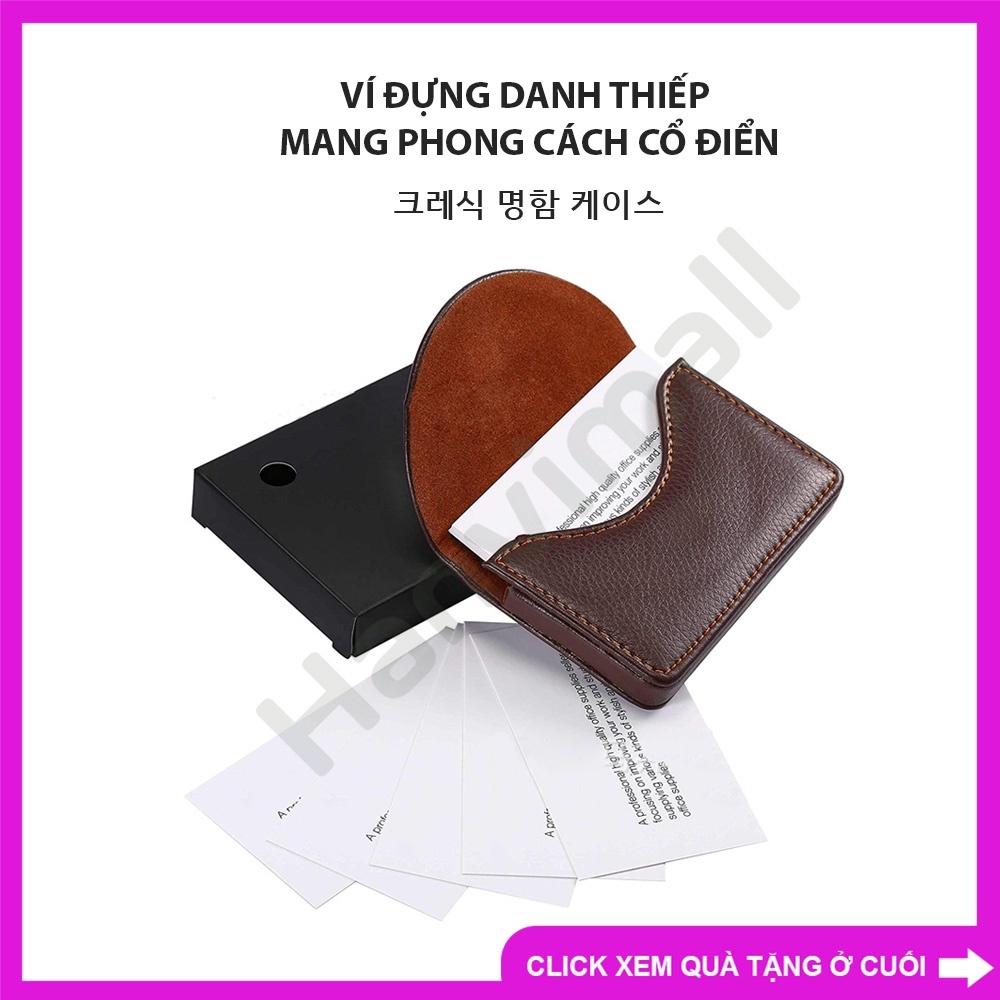 Ví da PU cầm tay thiết kế nắp gập đa dụng ví namecard bằng da sang trọng