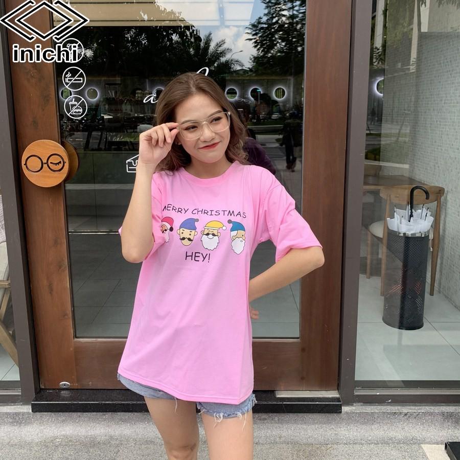Áo thun tay lỡ form rộng INICHI A594 phong cách Unisex in hình 4 ông già noel