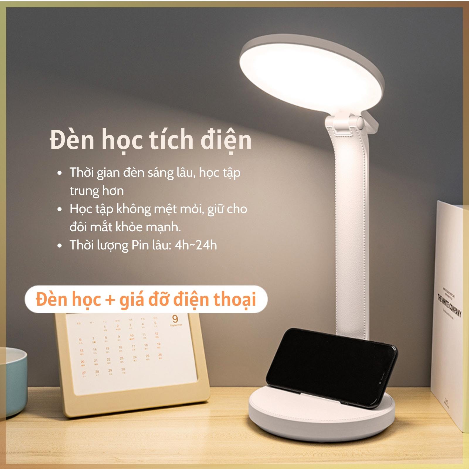 Đèn học để bàn Pin sạc 3 nhiệt độ màu Làm mờ vô cấp Mặt tròn Q9-2