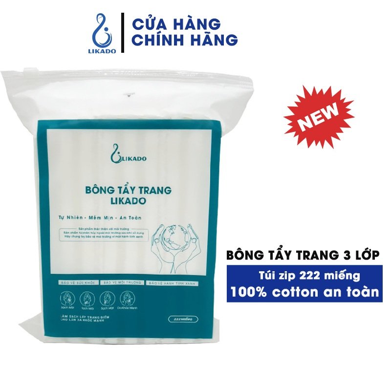 bông tẩy trang 222 miếng Likado (1 gói ) 