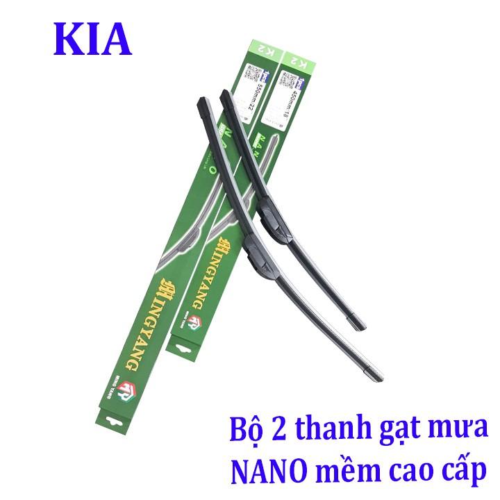 Bộ 2 thanh gạt nước mưa ô tô Nano mềm cao cấp dành cho hãng xe Kia: Morning-K3-Cerato-Forte-Carens-Rio-Sorento-Sedona,..