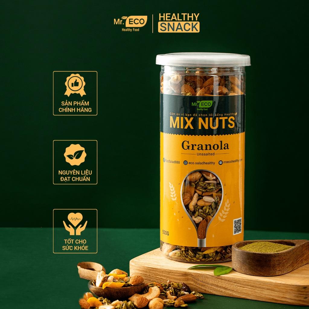 Ngũ Cốc Siêu Hạt 4 Vị Granola Mr Eco Healthy Food 500g, các loại hạt tổng hợp ăn kiêng, giảm cân