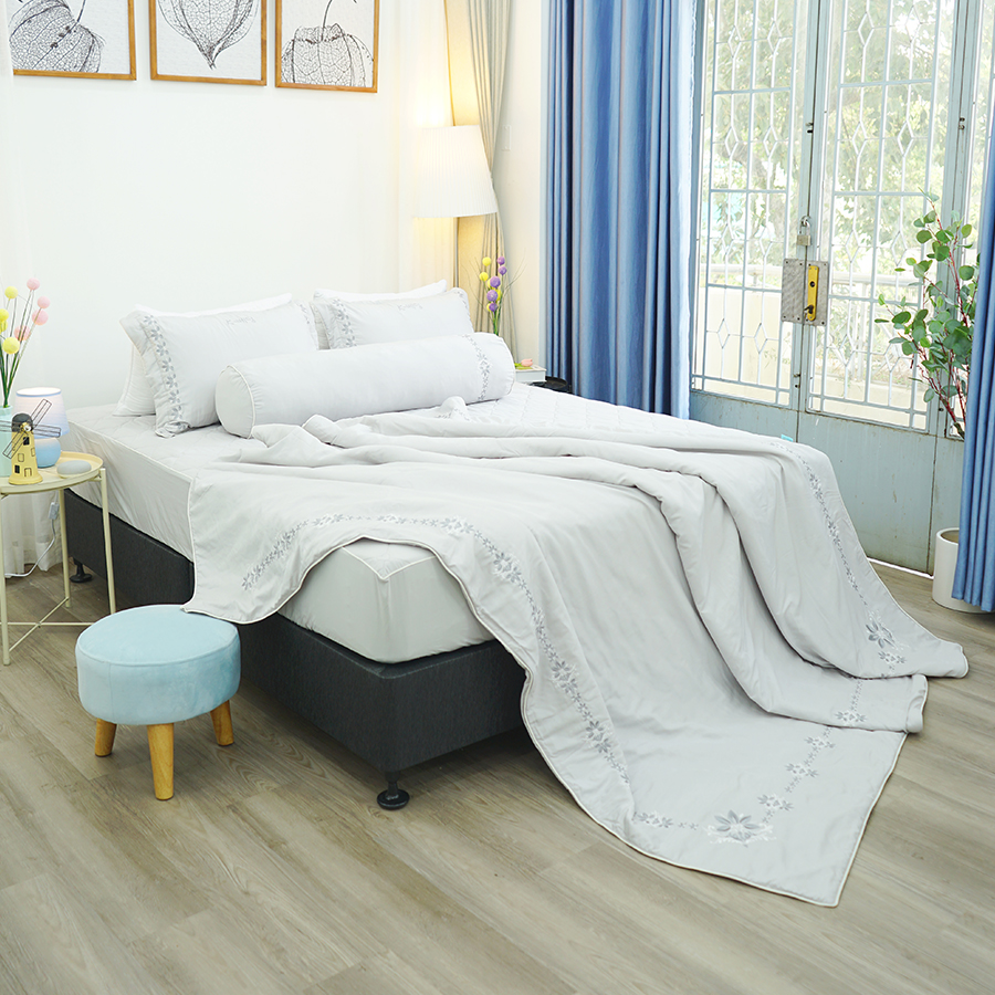 Chăn bốn mùa Hàn Quốc K-Bedding by Everon MicroTencel Xám KMTS106 200*220cm